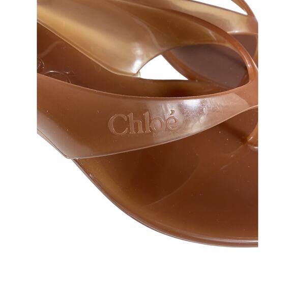 Chlo� 'Jelly' Brown Rubber Flat Sandals Size 8 - Picture 7 of 9